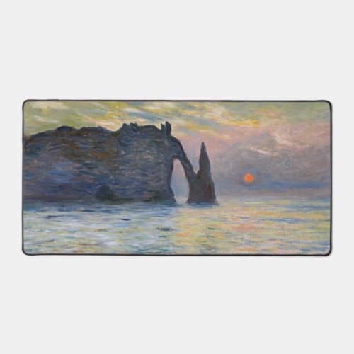 Monet _ The Manneport Cliff at Etretat Sunset Desk Mat