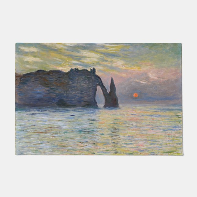 Monet - The Manneport, Cliff at Etretat, Sunset Doormat (Front)