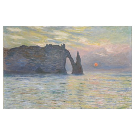 Monet - The Manneport, Cliff at Etretat, Sunset Fabric