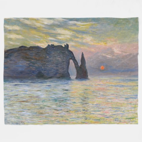 Monet _ The Manneport Cliff at Etretat Sunset Fleece Blanket