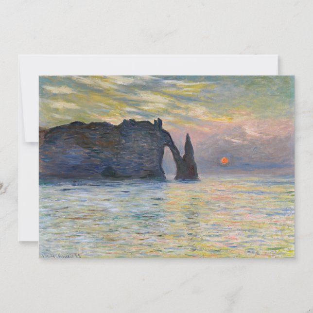 Monet - The Manneport, Cliff at Etretat, Sunset Invitation (Front)