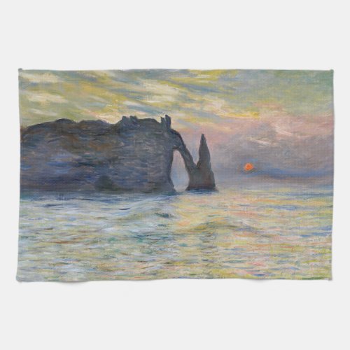 Monet _ The Manneport Cliff at Etretat Sunset Kitchen Towel