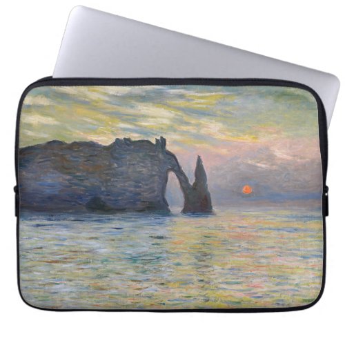 Monet _ The Manneport Cliff at Etretat Sunset Laptop Sleeve