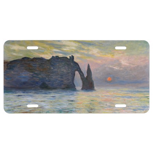 Monet _ The Manneport Cliff at Etretat Sunset License Plate