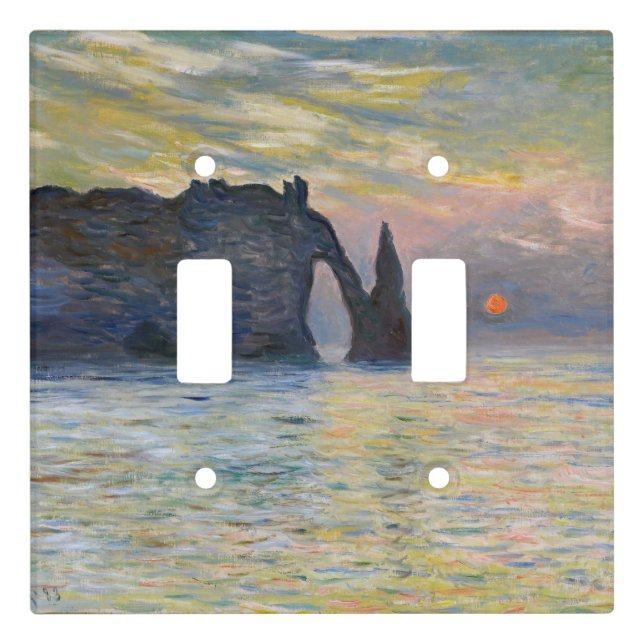 Monet - The Manneport, Cliff at Etretat, Sunset Light Switch Cover (Front)