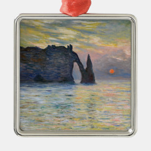 Monet - The Manneport, Cliff at Etretat, Sunset Metal Ornament