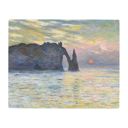 Monet _ The Manneport Cliff at Etretat Sunset Metal Print