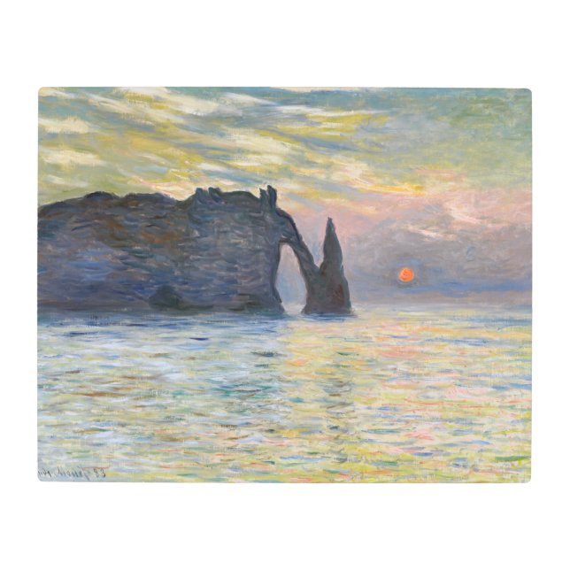 Monet - The Manneport, Cliff at Etretat, Sunset Metal Print (Front)