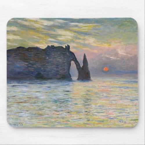 Monet _ The Manneport Cliff at Etretat Sunset Mouse Pad