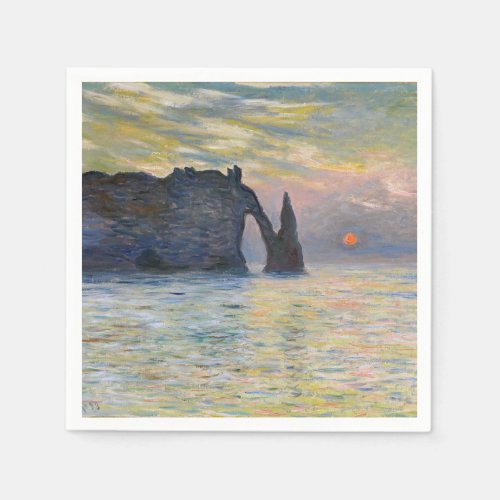 Monet _ The Manneport Cliff at Etretat Sunset Napkins