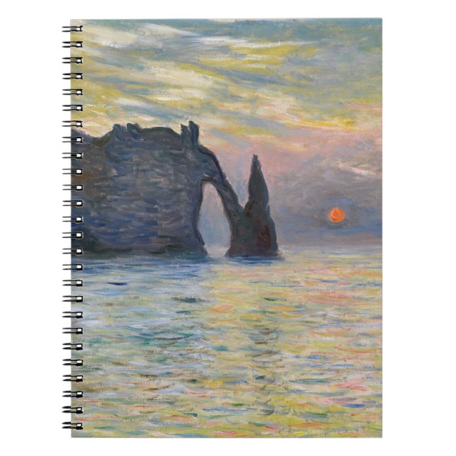 Monet - The Manneport, Cliff at Etretat, Sunset Notebook (Front)