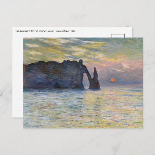 Monet _ The Manneport Cliff at Etretat Sunset Postcard