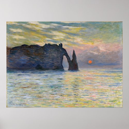 Monet _ The Manneport Cliff at Etretat Sunset Poster