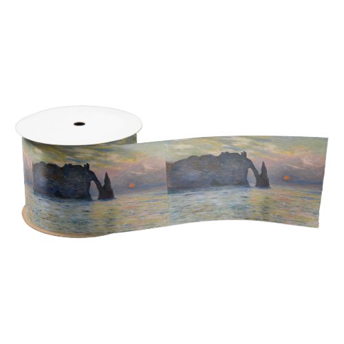 Monet _ The Manneport Cliff at Etretat Sunset Satin Ribbon