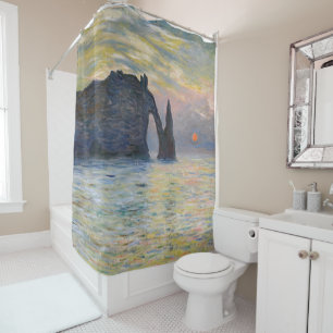 Monet - The Manneport, Cliff at Etretat, Sunset Shower Curtain
