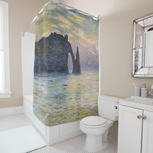 Monet _ The Manneport Cliff at Etretat Sunset Shower Curtain