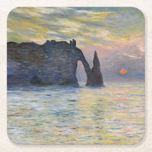 Monet _ The Manneport Cliff at Etretat Sunset Square Paper Coaster