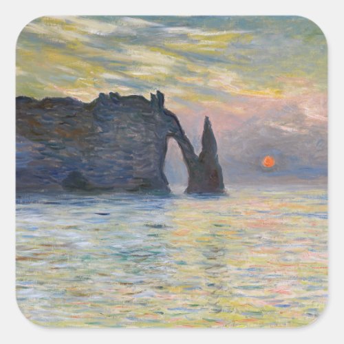 Monet _ The Manneport Cliff at Etretat Sunset Square Sticker