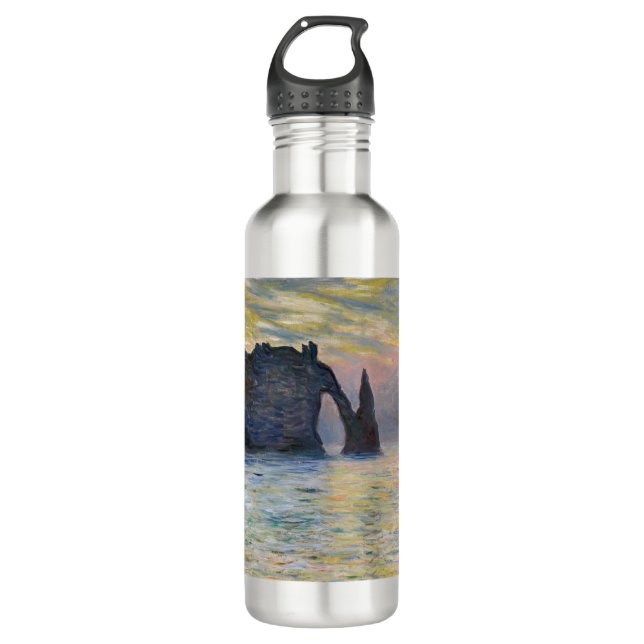 Monet - The Manneport, Cliff at Etretat, Sunset Stainless Steel Water Bottle (Front)