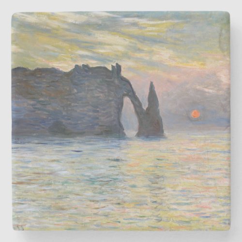 Monet _ The Manneport Cliff at Etretat Sunset Stone Coaster