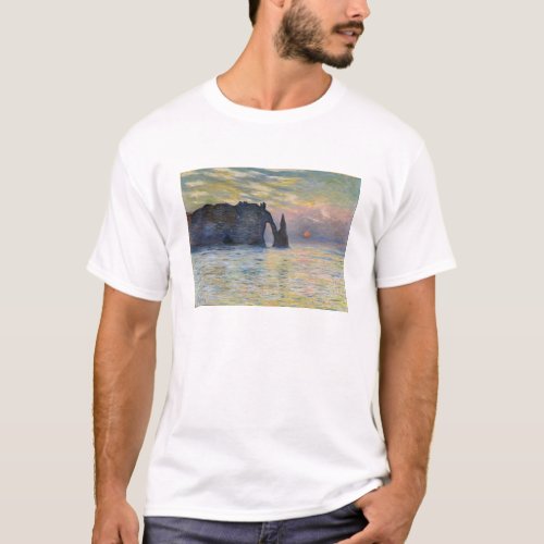 Monet _ The Manneport Cliff at Etretat Sunset T_Shirt