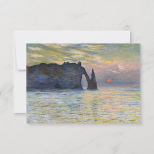 Monet - The Manneport, Cliff at Etretat, Sunset Thank You Card
