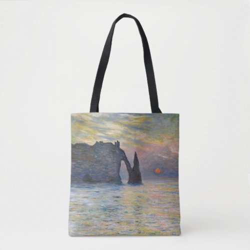 Monet _ The Manneport Cliff at Etretat Sunset Tote Bag