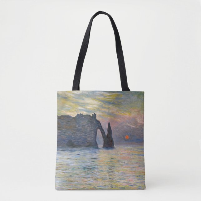 Monet - The Manneport, Cliff at Etretat, Sunset Tote Bag (Front)