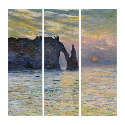 Monet _ The Manneport Cliff at Etretat Sunset Triptych