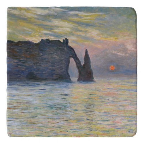 Monet _ The Manneport Cliff at Etretat Sunset Trivet