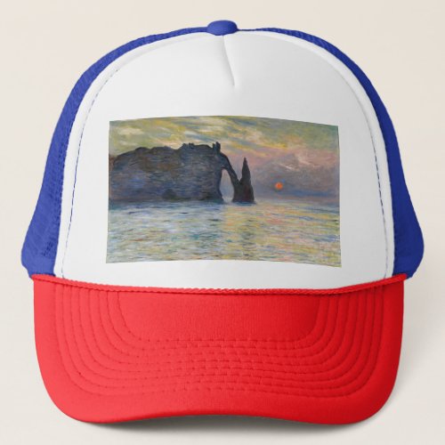 Monet _ The Manneport Cliff at Etretat Sunset Trucker Hat