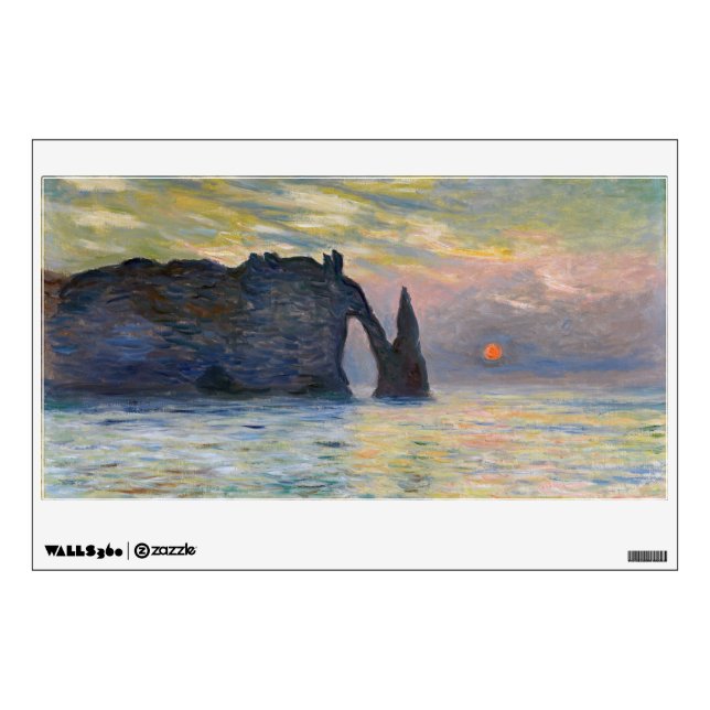 Monet - The Manneport, Cliff at Etretat, Sunset Wall Decal (Front)