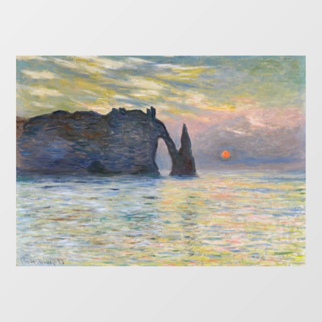 Monet - The Manneport, Cliff at Etretat, Sunset Window Cling (Sheet)