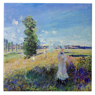 Monet - The Promenade, famous painting, Ceramic Tile