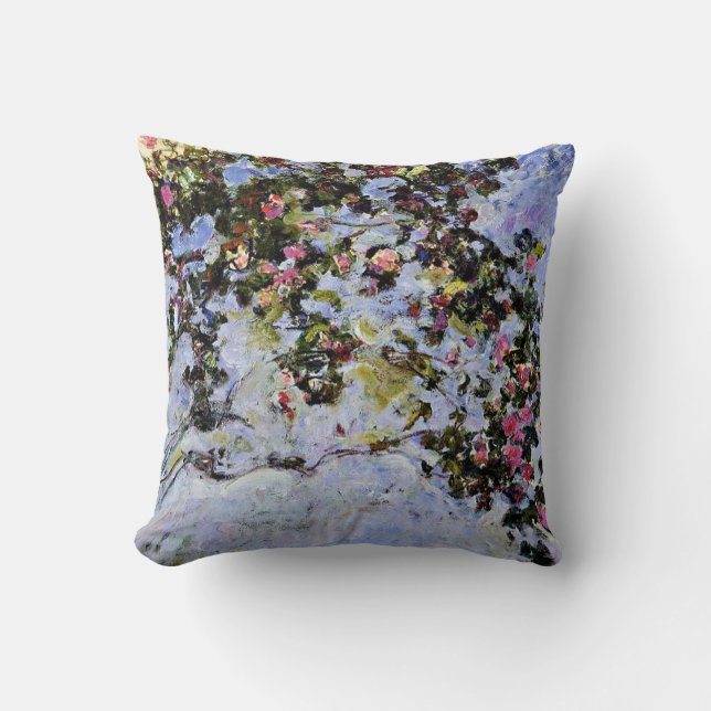 Monet - The Rose Bush Throw Pillow (Front)