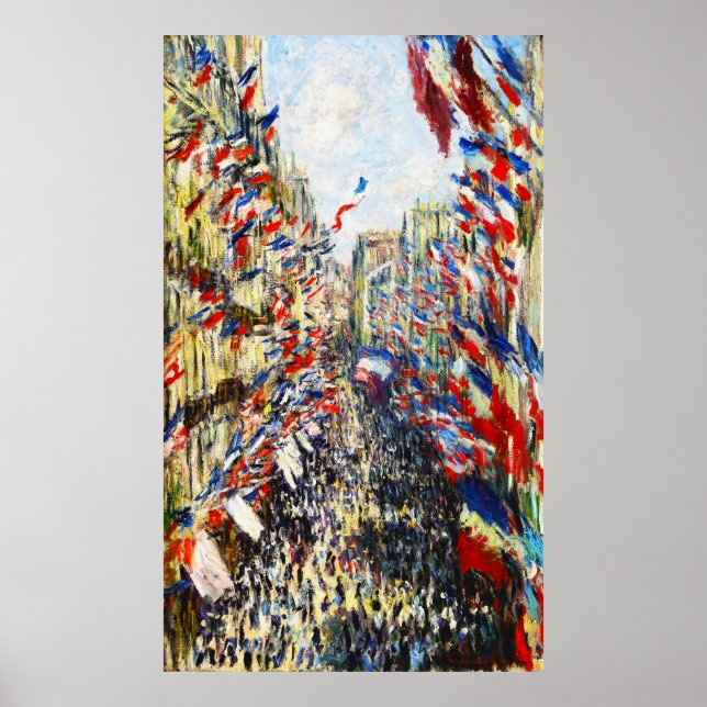 Monet - The Rue Montorgueil in Paris Poster (Front)