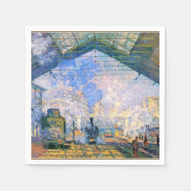 Monet - The Saint-Lazare Station, fine art Napkins (Front)
