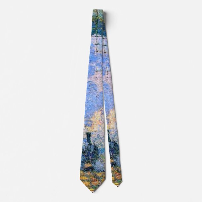 Monet - The Saint-Lazare Station, fine art Neck Tie (Front)