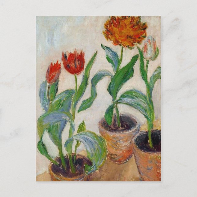 Monet Three Pots of Tulips Postcard (Front)
