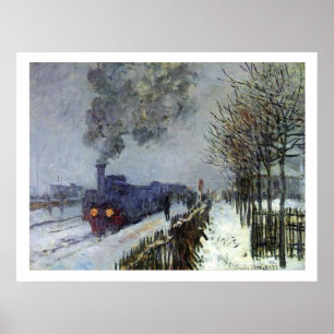 Monet Train in Snow Poster