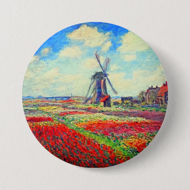 Monet Tulips Windmill Button (Front)