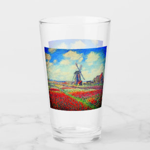 Monet Tulips Windmill Glass