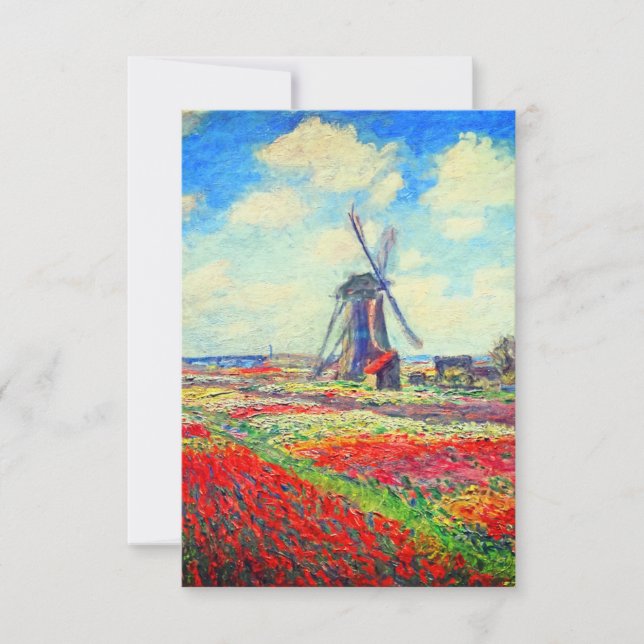 Monet Tulips Windmill Invitation (Front)