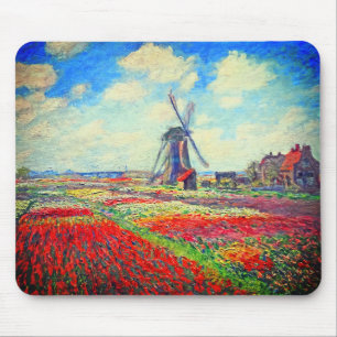 Monet Tulips Windmill Mouse Pad