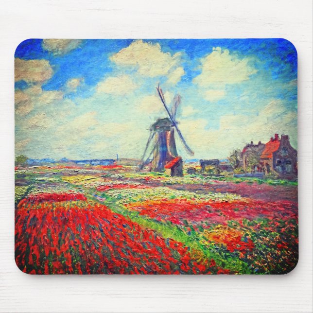 Monet Tulips Windmill Mouse Pad (Front)