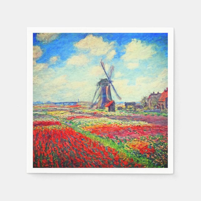 Monet Tulips Windmill Napkins (Front)