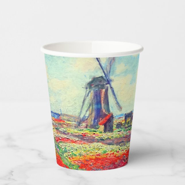 Monet Tulips Windmill Paper Cups (Left)