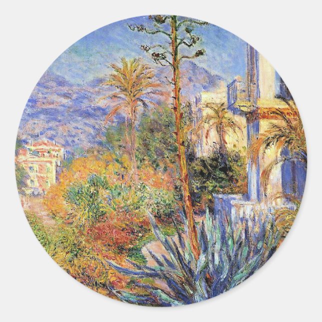 Monet - Villas at Bordighera, Classic Round Sticker (Front)