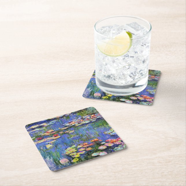 Monet - Water Lilies, 1916, Square Paper Coaster (Insitu)