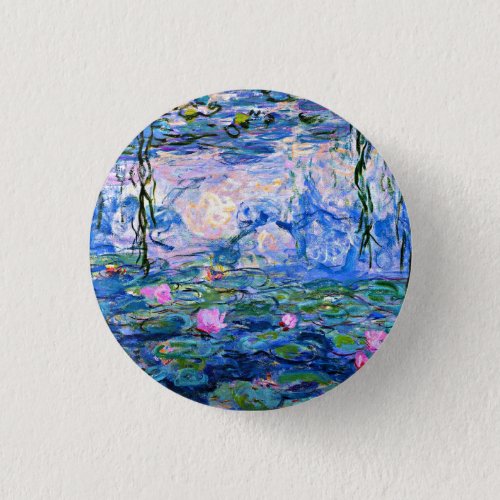 Monet Water Lilies 1919 famous painting Button